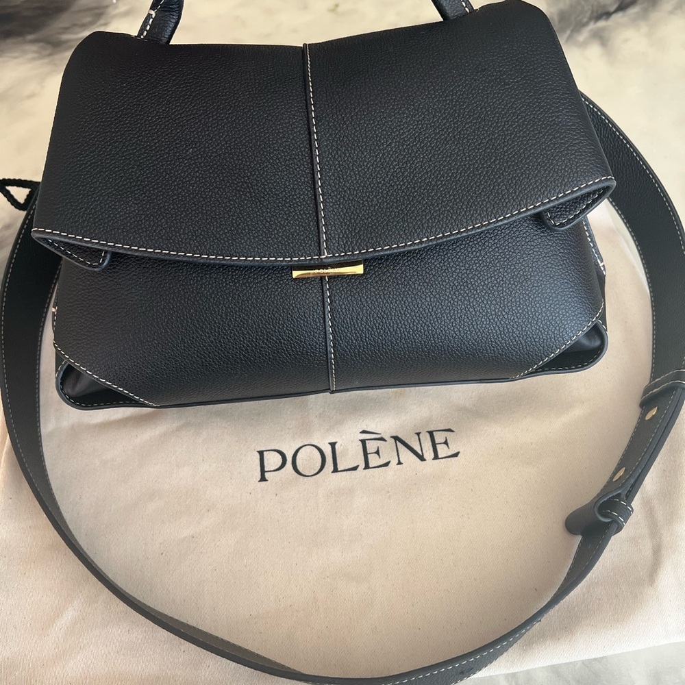 Polene Mokki Black Leather Bag